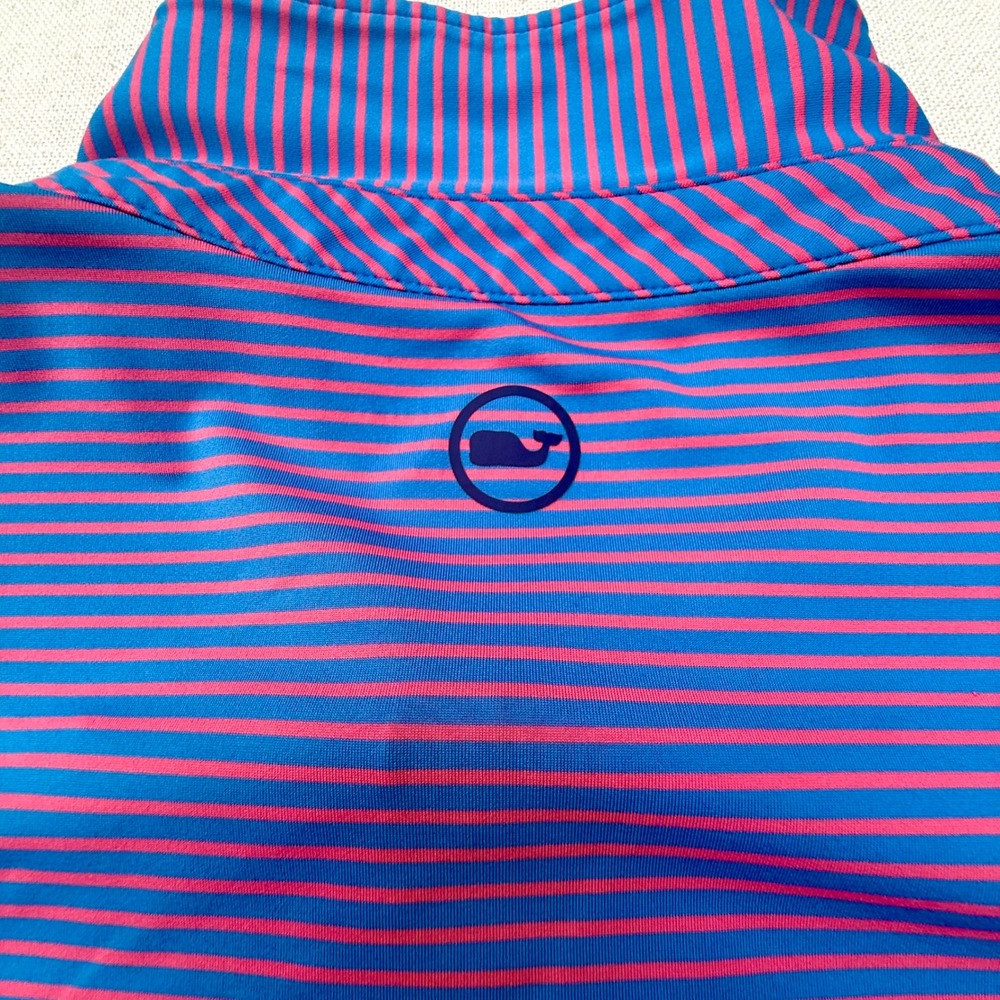 Vineyard Vines Performance Polo Shirt Mens Large Blue Pink Striped Short Sleeve - Picture 7 of 8